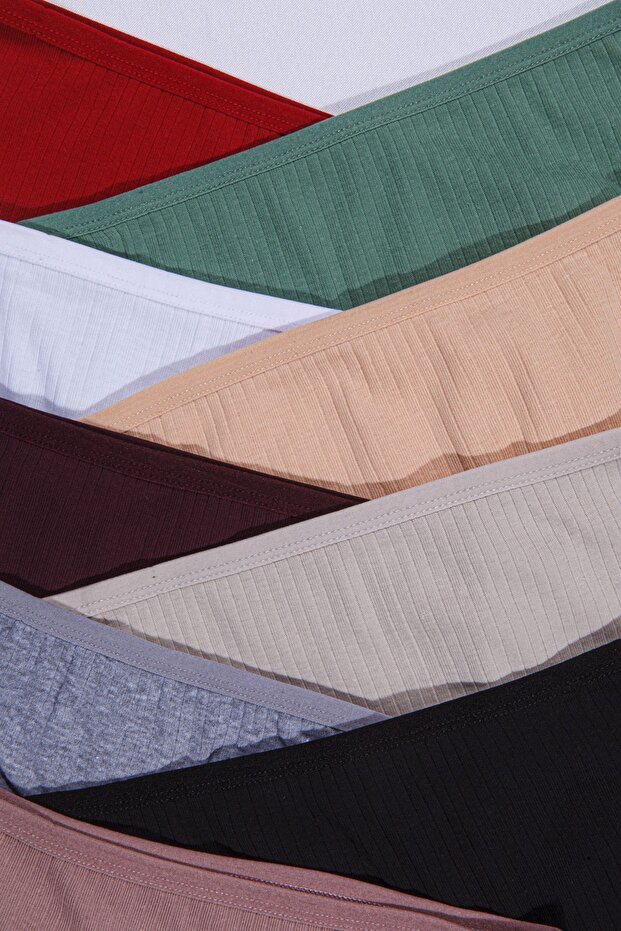 Дамски бикини с висока талия, прилепващи, 6 броя 2 бели, 2 сиви, 2 телесни - 2