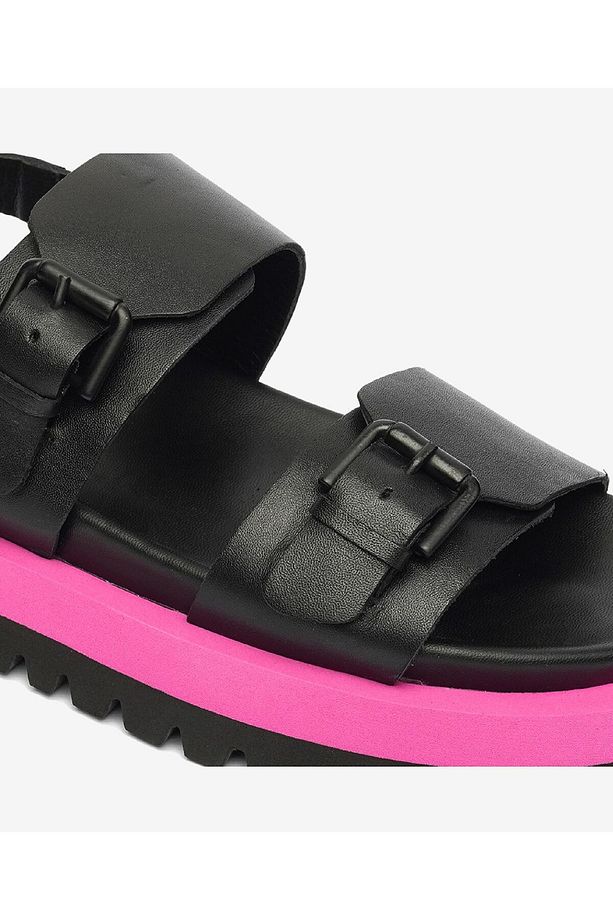 Kadın Siyah Hakiki Deri Sandalet 4Y2AS59062 - 5