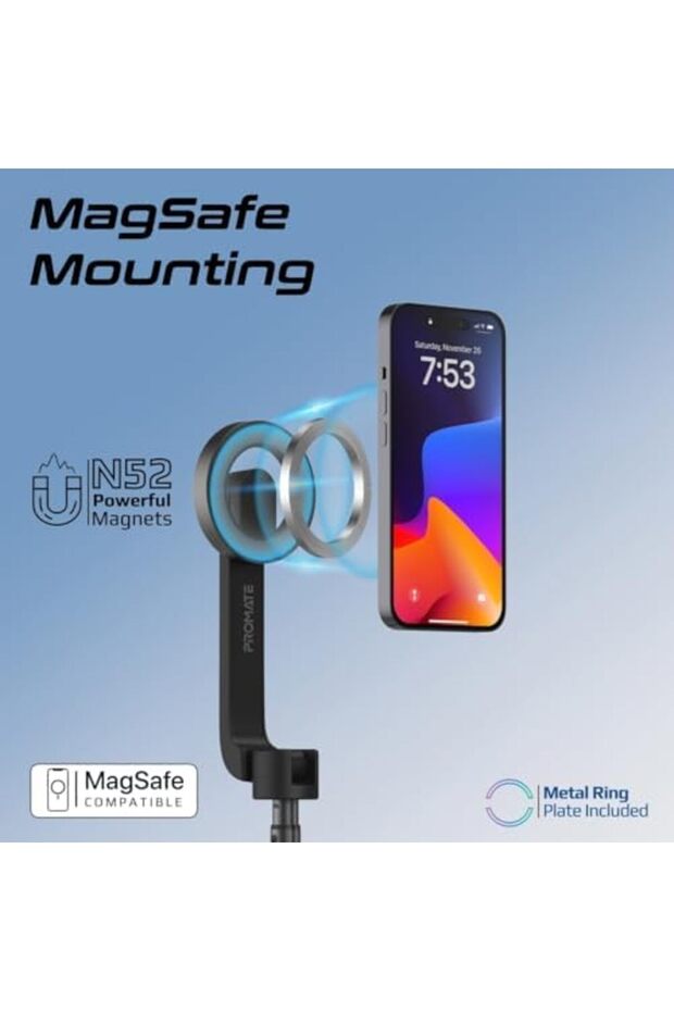 حامل عصا سيلفي MagSafe قابل للتمديد، مع حامل ثلاثي القوائم قابل للطي، وجهاز تحكم عن بعد مدمج بتقنية البلوتوث - 3