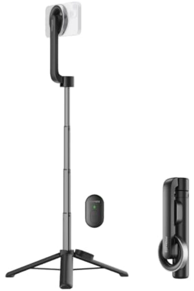 حامل عصا سيلفي MagSafe قابل للتمديد، مع حامل ثلاثي القوائم قابل للطي، وجهاز تحكم عن بعد مدمج بتقنية البلوتوث - 2