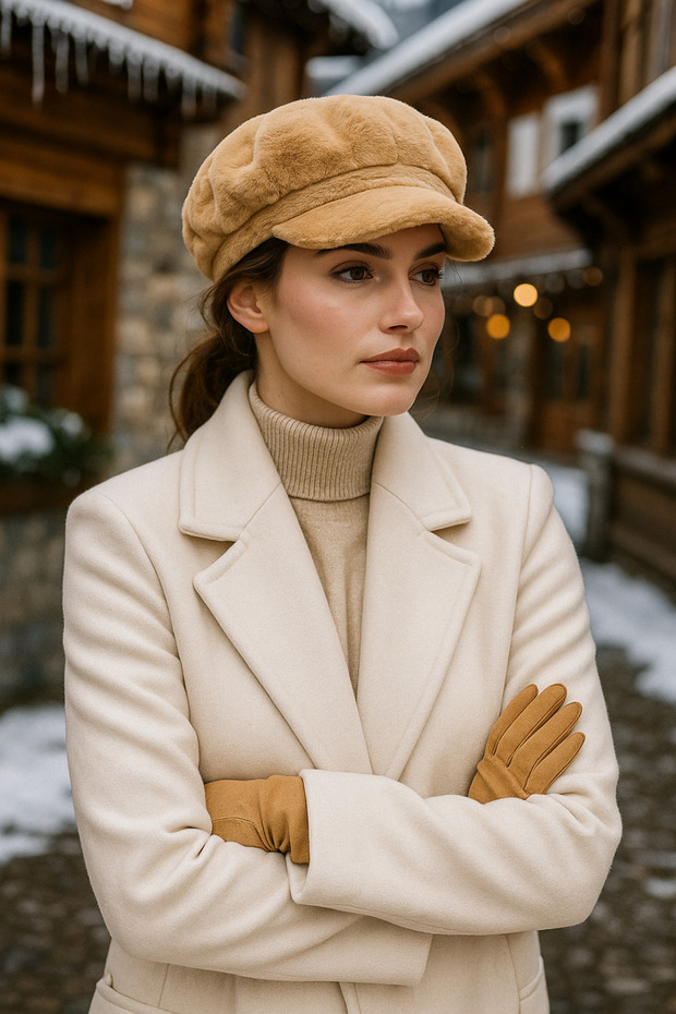 Camel Thick Fur Winter Hat Warm Fluffy Fur Textured Accessory Spk1128