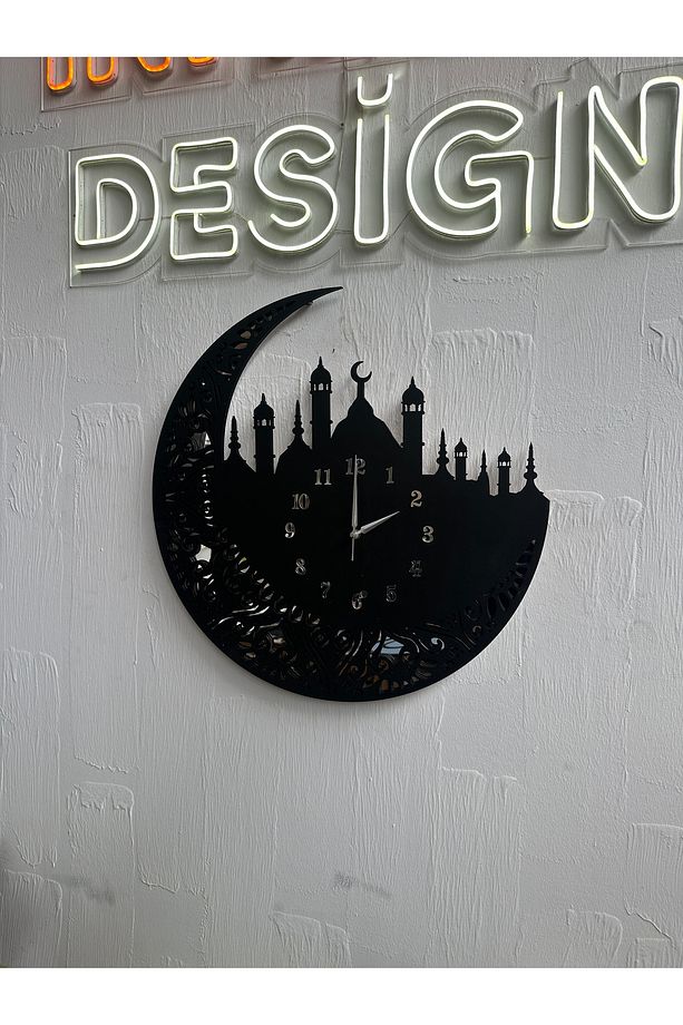 Camii Motif Dekoratif Ahşap Tasarım Duvar Saati - 6