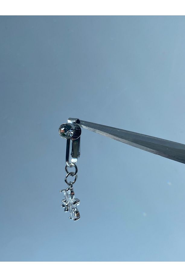 Çelik Göbek Piercing Mıknatıslı Sıkıştırmalı Kullanımlı Çiçek Model - 8