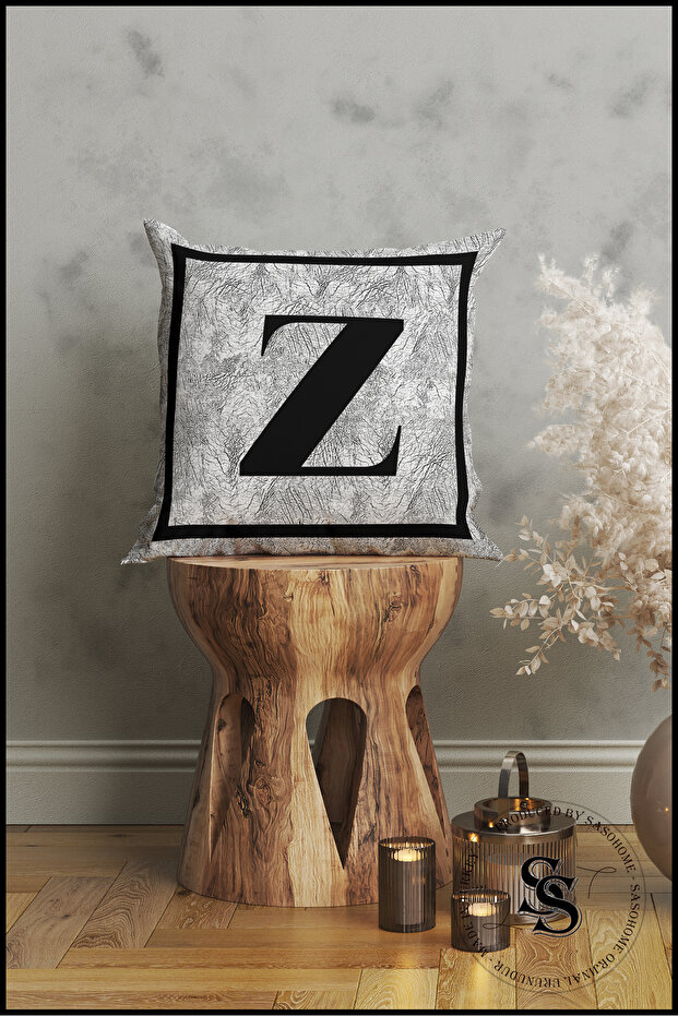 GRAY Letter Cushion Pillow Case - Letter Z - GRAY Floor Decorative Gift Cushion Pillow Case
