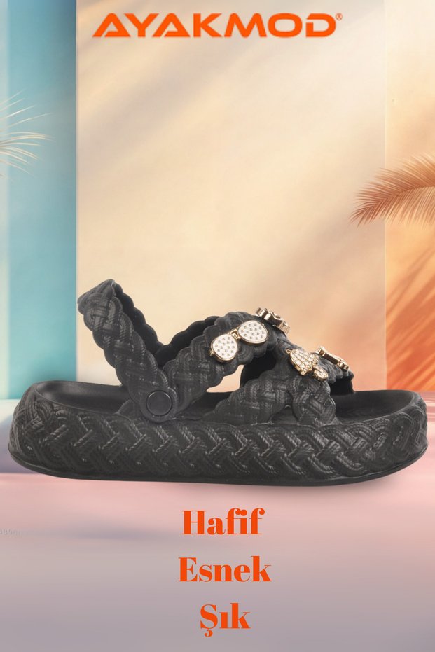 Black Eva Lightweight Flexible Women's Open Front Summer Slippers Play Slippers 804 Z