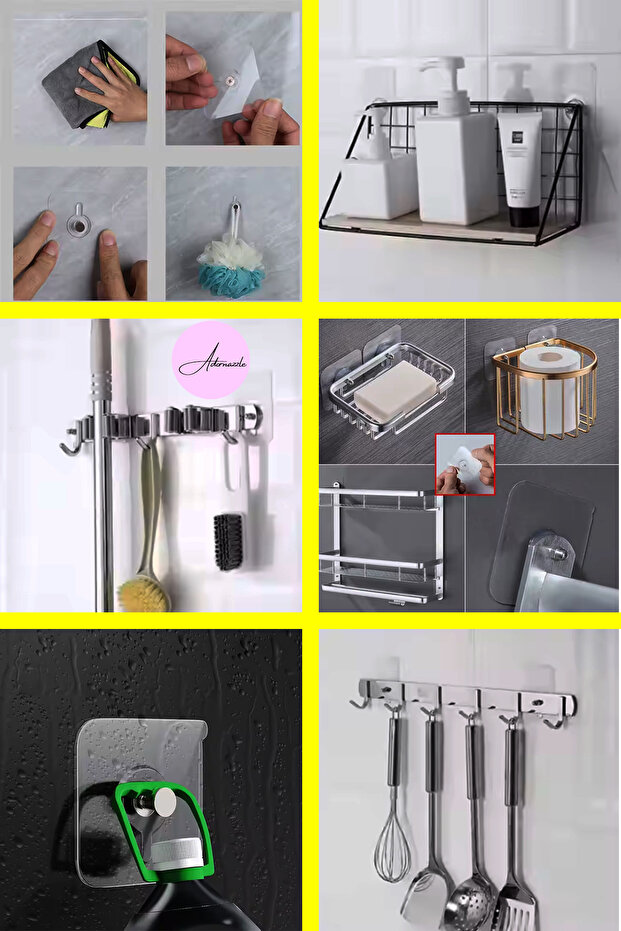 4 Adet Süper Güçlü Yapışkanlı Askı Yapışkanlı Çerçeve Raf Vidası - 6