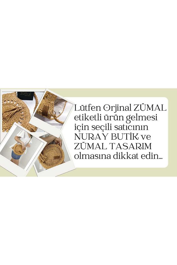Tasarım El Örgüsü Kağıt Ip Oval Baget Omuz Çantası ( Renk Hasır ) - 2