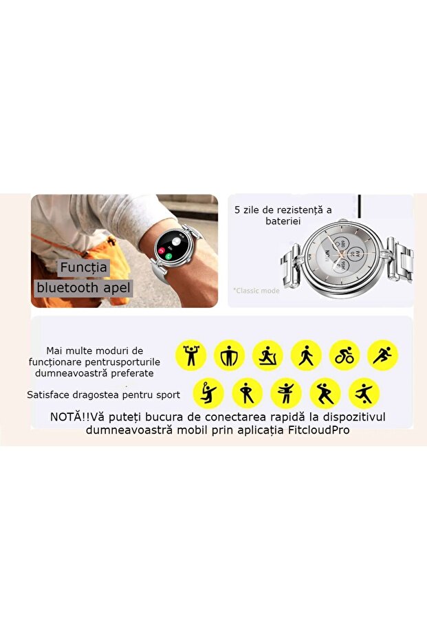 Ceas smartwatch de dama cu 2 bratari GBV LOGIC,bluetooth, ritm cardiac, somn,monitorizare calorii - 8