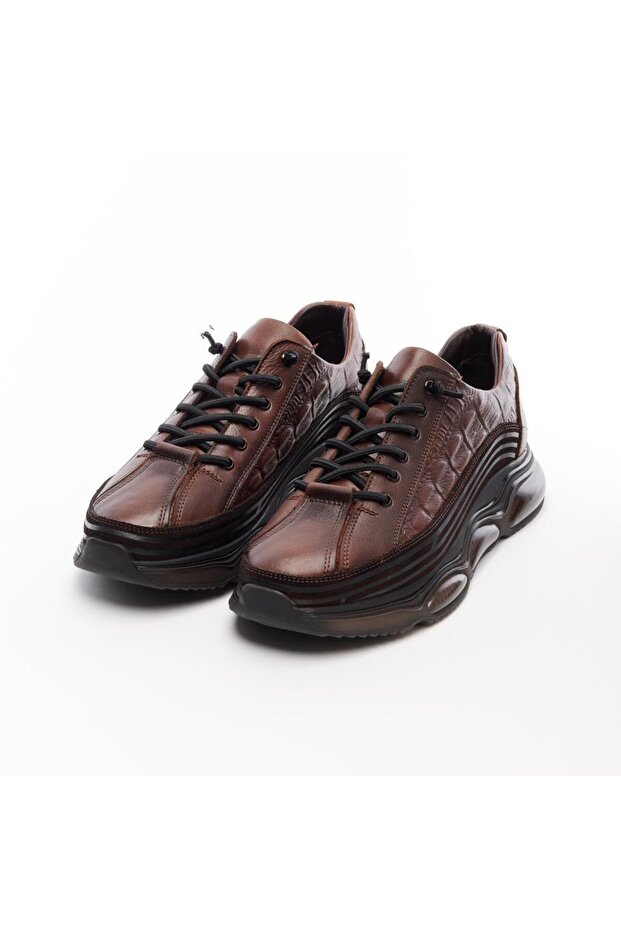 Yüksek Taban Hakiki Deri Erkek Sneaker - 2