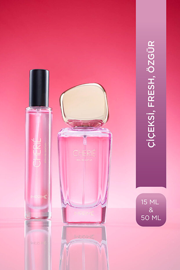 Imprime Cherié EDP 50 ML & Seyahat Boy 15 ml Kadın Parfüm Seti I Çiçeksi Ve Fresh I Çilek, Ananas, Şakayık