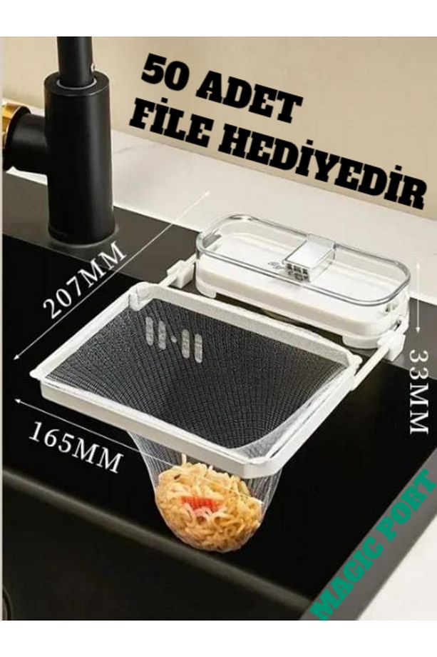 YENİ NESİL MODERN LAVABO SÜZGECİ VAKUMLU BEYAZ NOT :: 50 Adet File Hediyeli - 4