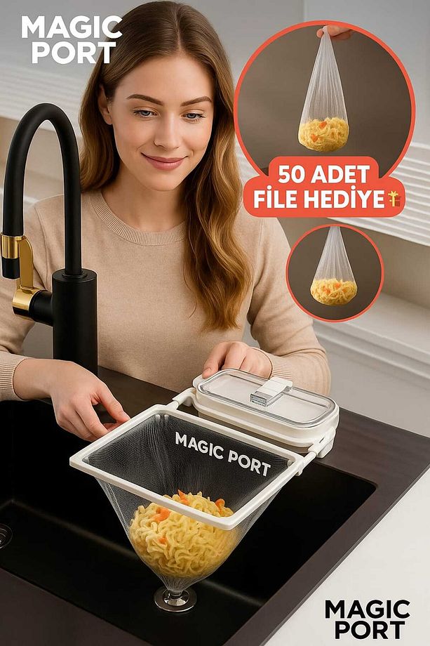 YENİ NESİL MODERN LAVABO SÜZGECİ VAKUMLU BEYAZ NOT :: 50 Adet File Hediyeli - 1