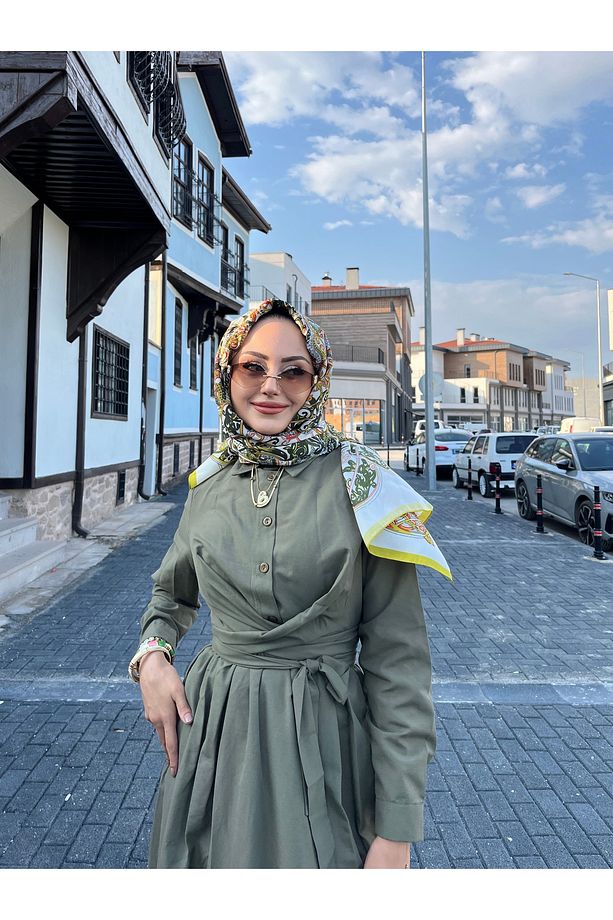 Kendinden Kuşaklı Yandan Cepli Yazlık Elbise - 4