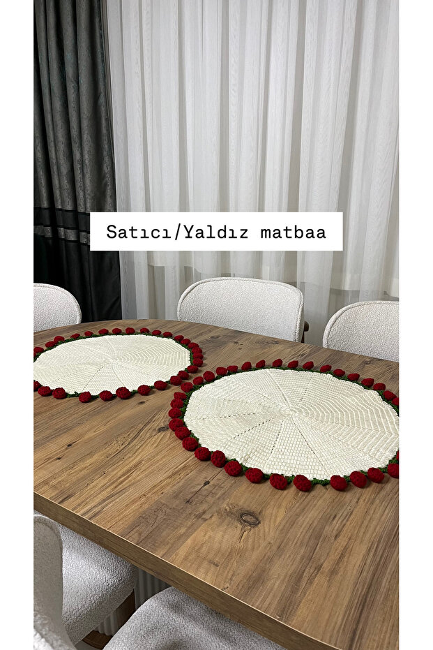 Örgü gül buketi,masa örtüsü - 3