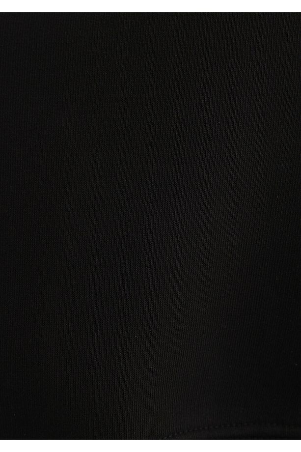 Patch Logo Kapüşonlu Siyah Crop Sweatshirt 1S10305-900 - 8