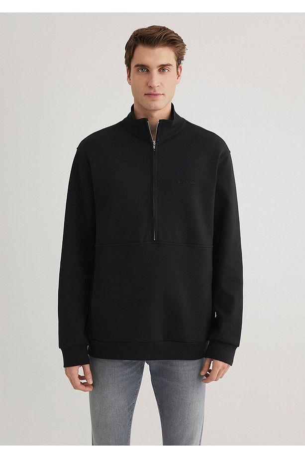 Yarı Fermuarlı Siyah Sweatshirt 0S10331-900 - 4