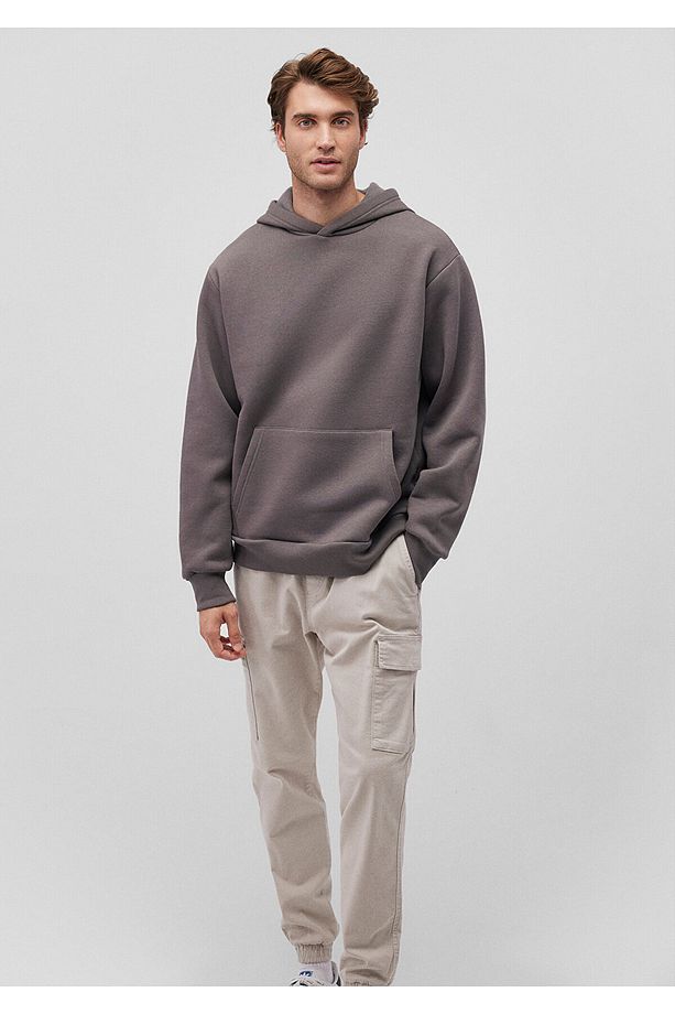 Kapüşonlu Antrasit Basic Sweatshirt 0S10275-70096 - 2