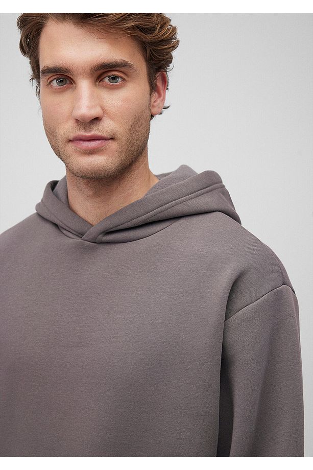 Kapüşonlu Antrasit Basic Sweatshirt 0S10275-70096 - 5
