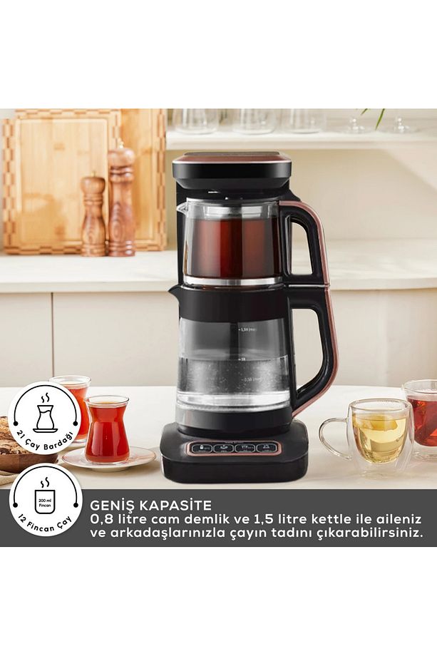 Çaysever Robotea Pro Connect 4'ü 1 Arada Wifi Android-apple Uzaktan Bağlantılı Cam Çay Makinesi - 6