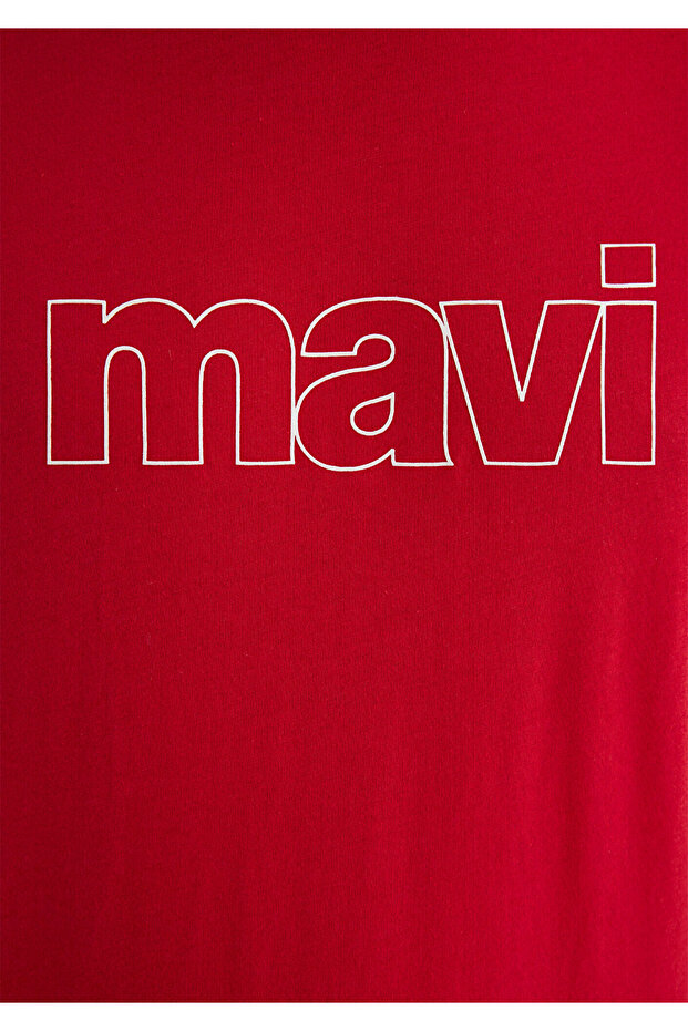 Červené tričko Slim Fit s potištěným logem -065781-34535 - 7