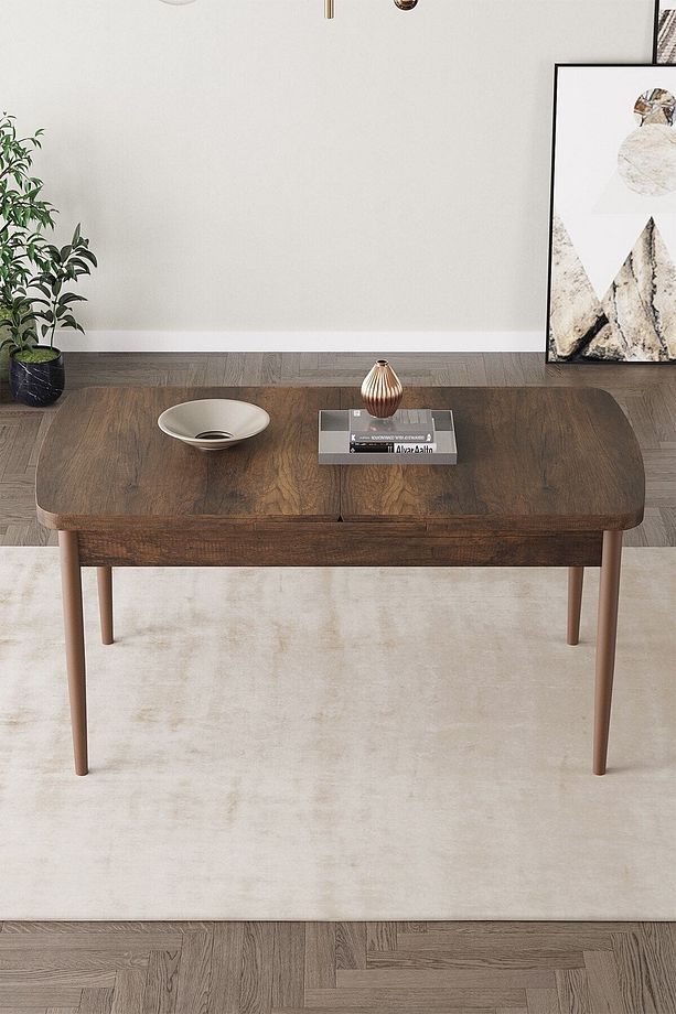 Calvin Barok 80x132 Açılabilir Mdf Masa Yemek Odası Takımı, Mutfak Takımı 4 Sandalye, 1 Bench - 3