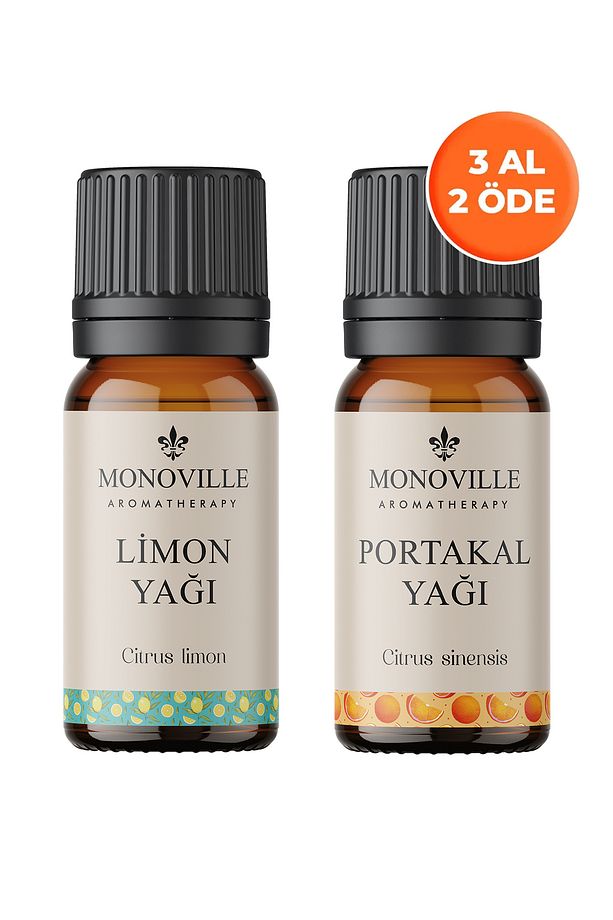 Limon Yağı 10 ml, Portakal Yağı 10 ml 2'li Set %100 Saf ve Doğal (Lemon and Orange Oil) 2x10 ml - 1
