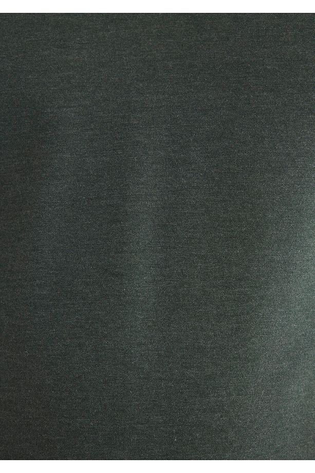 Stretch V Yaka Yeşil Basic Tişört Fitted / Vücuda Oturan Kesim 061748-25752 - 6