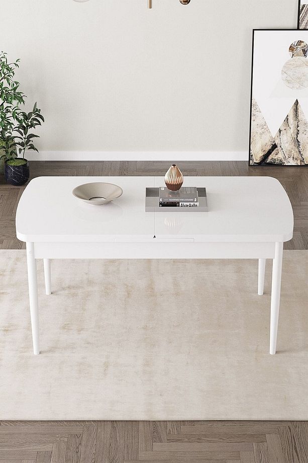 Calvin Beyaz 80x132 Mdf Açılabilir Mutfak Masası Takımı 6 Adet Sandalye - 3