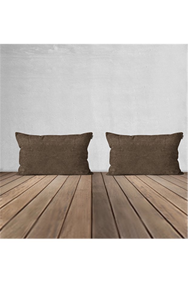 2-Piece Velvet Textured Rectangular Throw Pillow Cover Light Brown