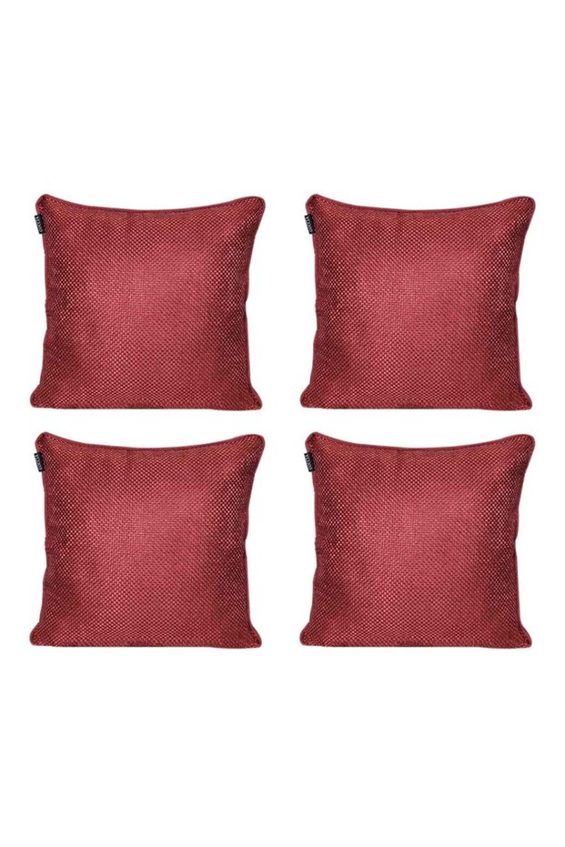 4-Piece Straw Textured Ribbed Double Sided Throw Pillow Cover Red