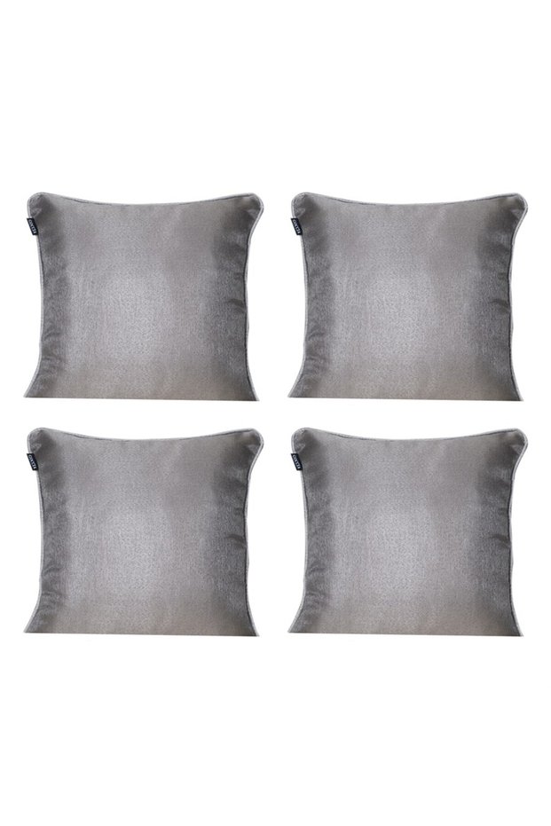 4-Piece Shiny Corded Throw Pillow Cover Gray