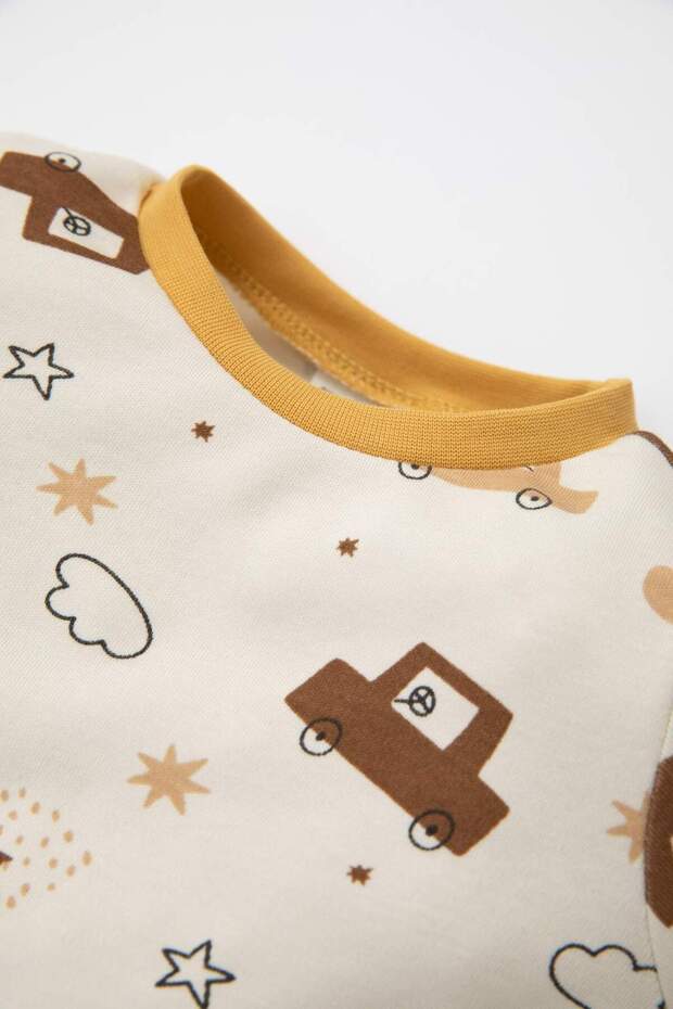 Erkek Bebek Pijama Takımı Araç Desenli Uzun Kollu Üst Uzun Alt D3552A524WN - 3