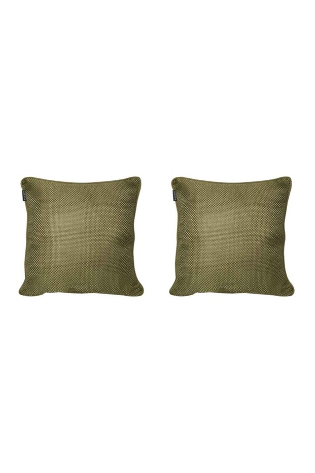 2-Piece Straw Textured Ribbed Double Sided Throw Pillow Cover Green