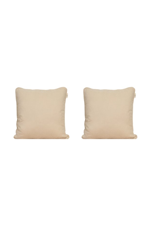 2-Piece Velvet Textured Corded Throw Pillow Cover Cream