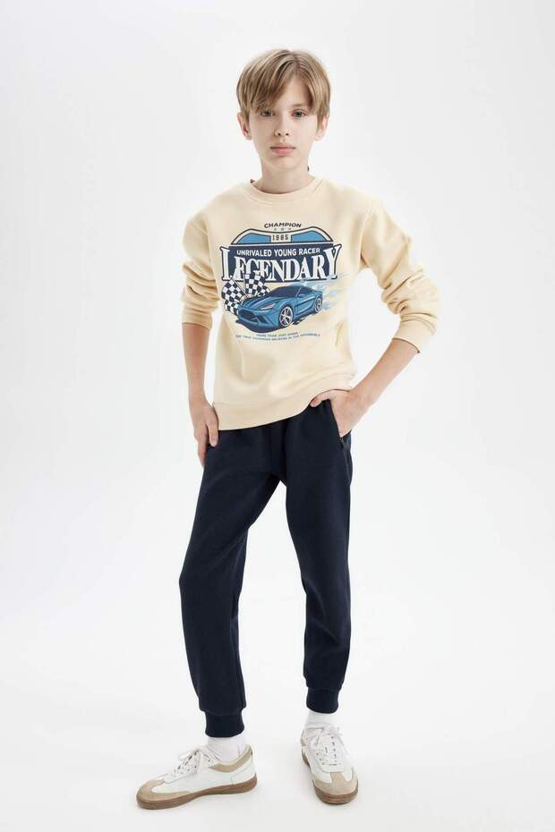 Boy's Navy Blue Elastic Waist Leg Pocket Jogger School Sweatpants C7635A824Au