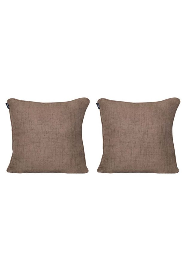 2-Piece Special Design Corded Throw Pillow Cover Bitter Brown