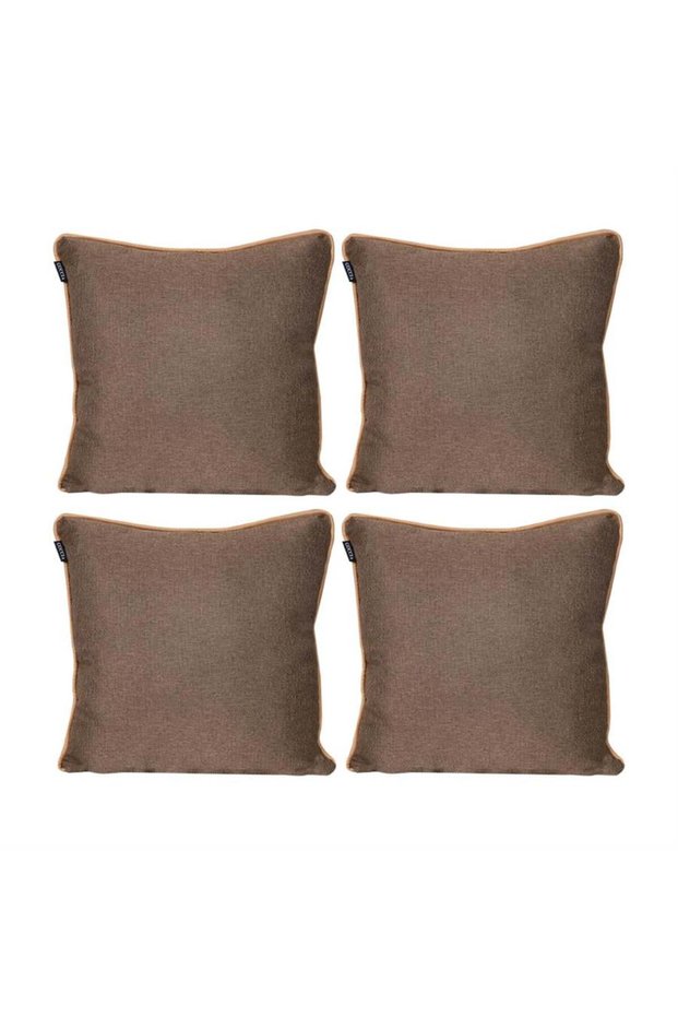 4-Piece Isle Linen Look Ribbed Throw Pillow Cover Brown