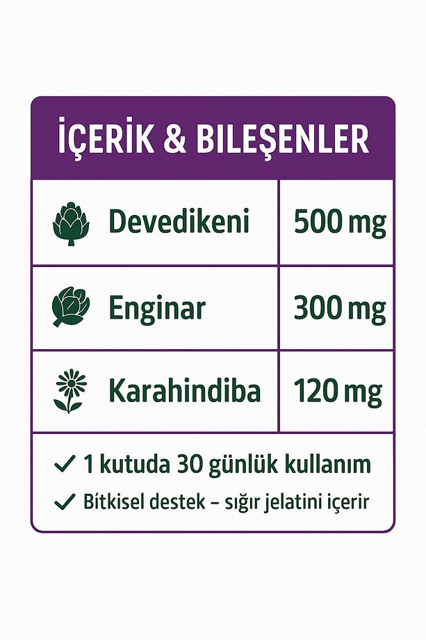 Karaciğer Dostu 3’lü Bitkisel Formül – Enginar, Devedikeni, Karahindiba Ekstresi – 60 Kapsül - 4