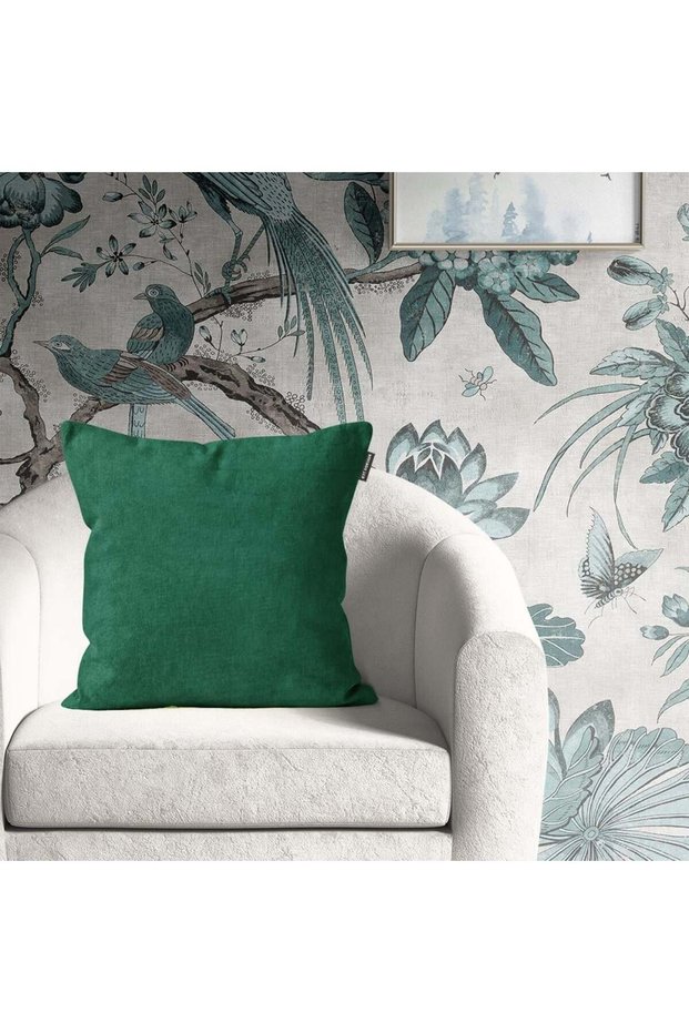Single Velvet Textured Throw Pillow Cover Green