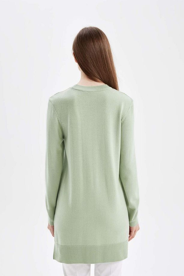 Regular Fit Bisiklet Yaka Yırtmaçlı Basic Düz Kazak Tunik H3431AZ24AU - 7