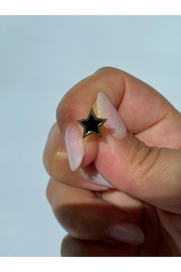 Çelik Küpe Tek Adet Erkek Çivi Yıldız Desenli - 5