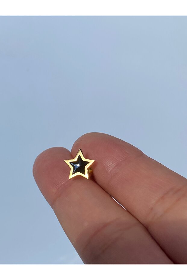 Çelik Küpe Tek Adet Erkek Çivi Yıldız Desenli - 7