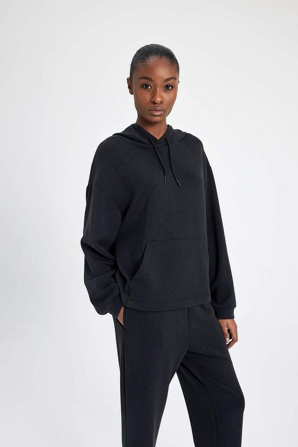 DeFactoFit Oversize Geniş Kalıp Modal Kapüşonlu Kanguru Cepli Sporcu Sweatshirt B5206AX24SP - 3
