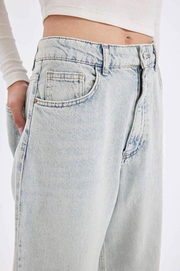 Baggy Fit Yüksek Bel Uzun Jean Pantolon D3894AX24HS - 5