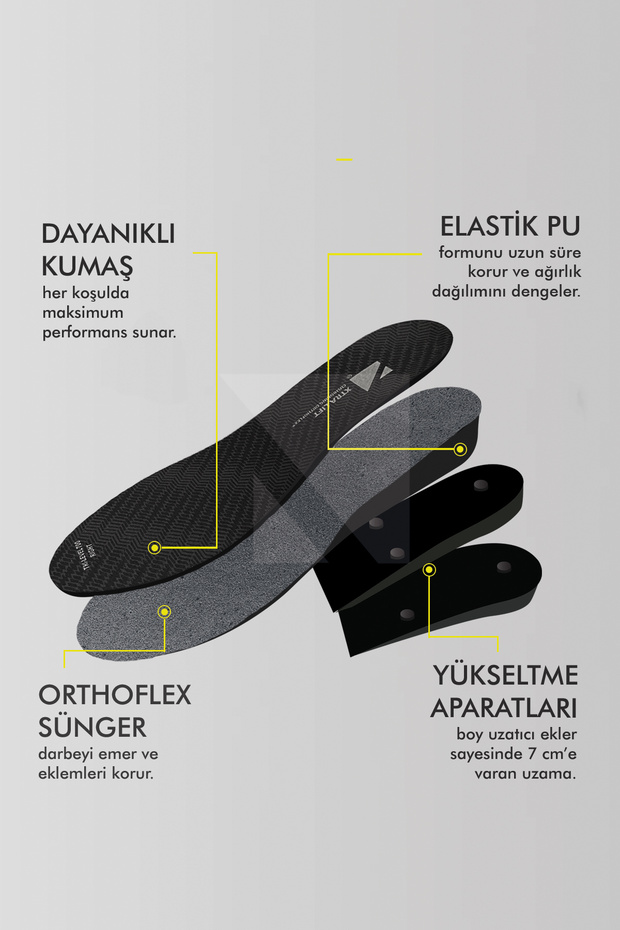 BU03 - 7 cm Boy Uzatıcı Tabanlık | Gizli Topuk Yükseltici Gelişmiş Özel Kademeli Unisex Boy Uzatan - 2