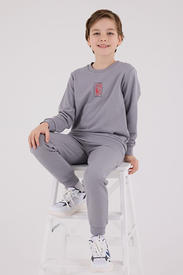 Boy's Gray Tracksuit Set - 2