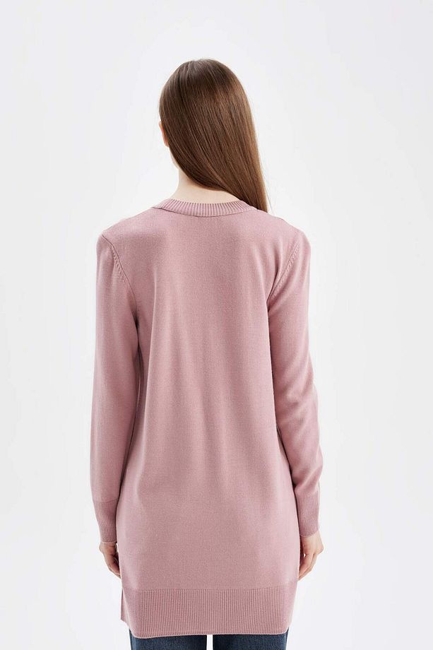 Regular Fit Bisiklet Yaka Yırtmaçlı Basic Düz Kazak Tunik H3431AZ24AU - 7