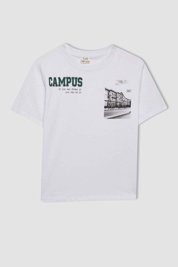 Boy's Crew Neck Printed Short Sleeve T-Shirt C7209A824Au