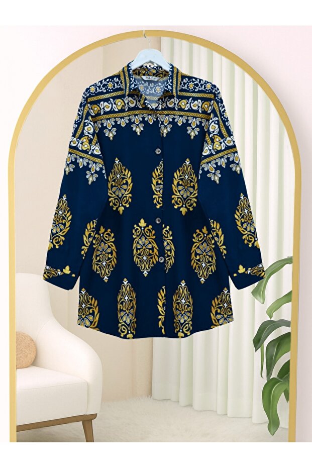 Oval Cut Buttoned Viscose Tunic - 3