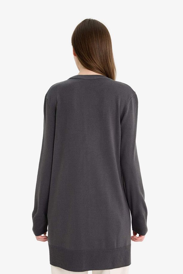 Regular Fit Bisiklet Yaka Yırtmaçlı Basic Düz Kazak Tunik H3431AZ24AU - 6